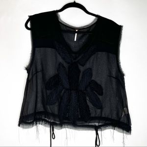 Free People | Sheer Black Sleeveless Crop Top